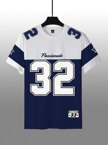 Aesthetic Post Men's Casual Summer Contrast Color Patchwork Digital Print Round Neck T-Shirt 32 Jersey - Multicolor - View 3