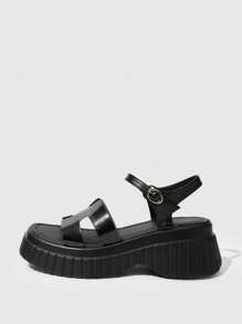 HighSole Women's Summer Fashion Versatile Platform Thick Sole Sandals - Black - View 7
