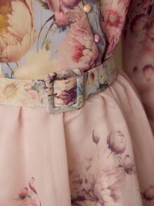 MOTF PREMIUM FLORAL PRINT BELTED DRESS - Pink - View 2