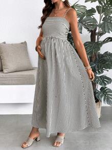 SHEIN Maternity Striped Cami Long Dress For Summer Vacation - Multicolor - View 4
