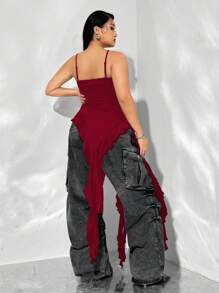 SHEIN ICON 大码不对称肩带水母印花背心