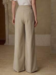 MOTF PREMIUM Pantalones con bolsillos sesgados y detalles de strass - Caqui - Ver 4