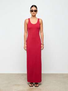 AiiRZ Vestido Longo Maxi com Decote Barco para Esculpir - Vermelho - Visão 1