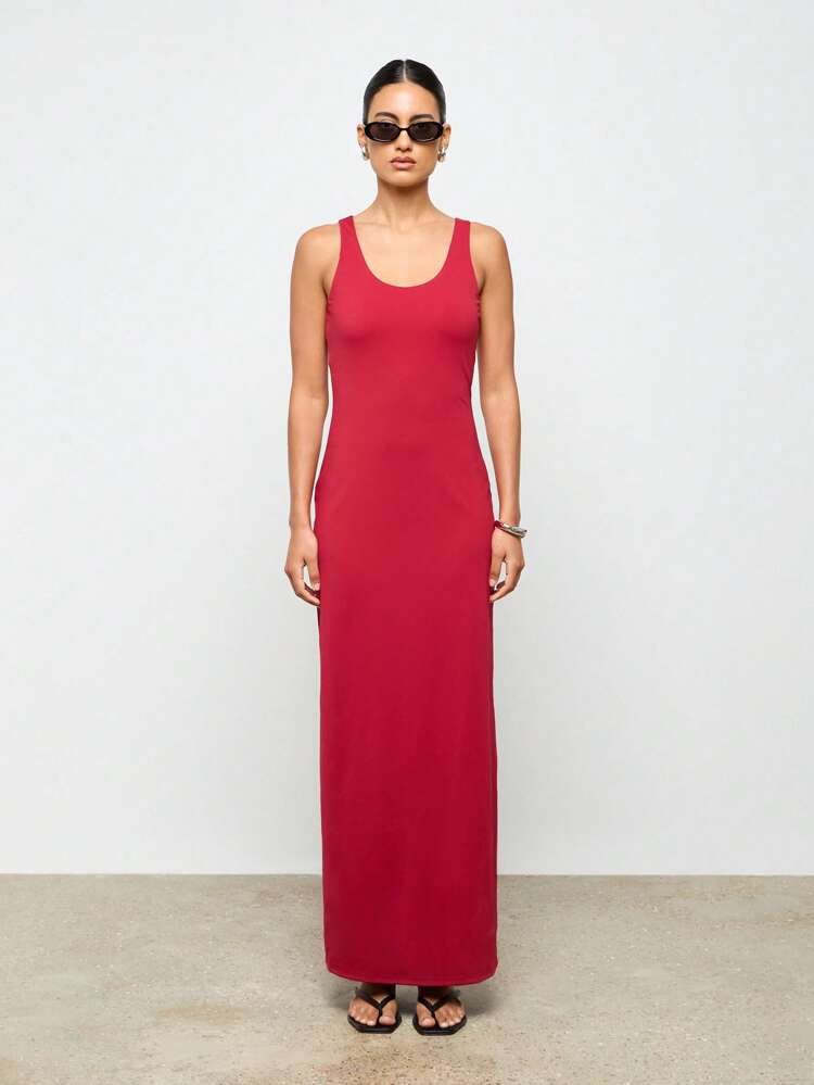 スカルプティング スクープネックマキシドレス