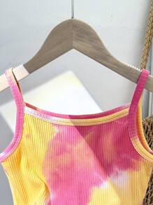 Tween Girls Casual Ribbed Tie Dye Summer Cami Top, Back To School - Pink - View 5