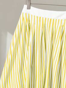 Franclia Women Striped High Waist A-Line Versatile Skirt, Suitable For Commuting And Vacation
