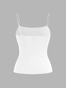 SHEIN EZwear Bộ 4 áo ba lỗ thường ngày cho nữ có xếp ly bên hông, màu đen, hồng, xám, trắng, thích hợp cho mùa hè - Nhiều màu - Xem 10