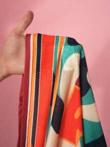 Slaydiva 2025 夏季新款街头风格休闲宽松 V 领彩色全迷彩印花 T 恤女款，适合音乐节、日常外出、毕业派对、俱乐部、街头风格、网眼设计、运动图形元素 - B - 彩色 - 查看 10