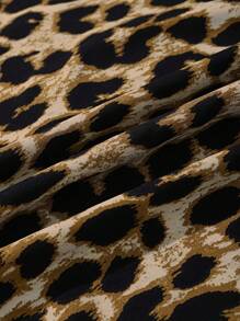 SHEIN LUNE Vestiti estivi da donna taglie forti con scollo a V e fantasia leopardata, con maniche doppie a forma di loto