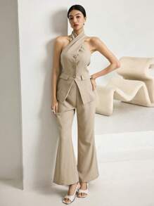 Heiryn Women Two Pieces Outfits For Daily Wear - Khaki - View 6