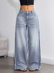 SHEIN EZwear Jeans patchwork de mujer estilo Y2K, apropiados para uso diario, primavera/verano