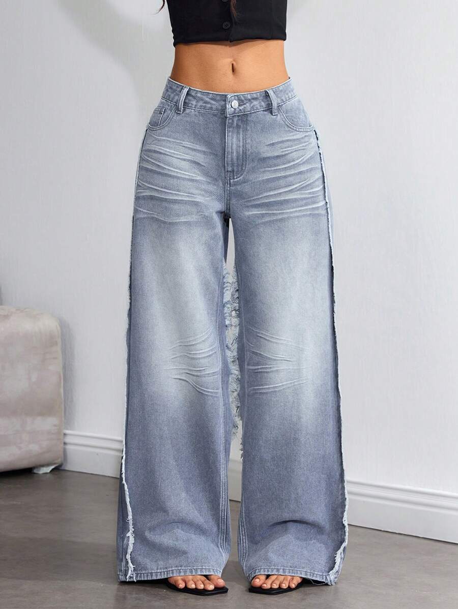 SHEIN EZwear Jeans patchwork de mujer estilo Y2K, apropiados para uso diario, primavera/verano