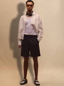 Musero Casual Smart Street Style Tailored Buckle Detail Shorts For Summer Holiday Vacation