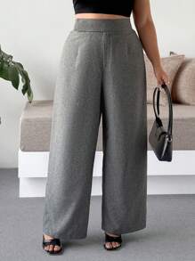 SHEIN Tall Pantaloni ampi e morbidi con vita asimmetrica per taglie comode, versatili, casual e adatti per il pendolarismo quotidiano