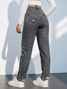 EMERY ROSE Zipper Fly Tapered Jeans - Dark Grey - View 2