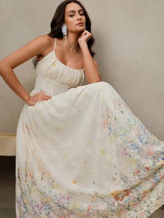 Anewsta Vestido camisero con estampado floral bordado, elegante, apto para verano, festival, vacaciones, playa, uso casual