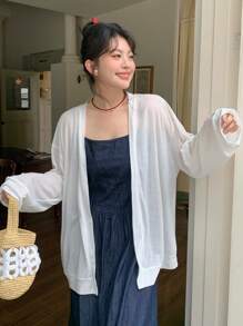 Dazy Plus Women's Loose Sheer Long Sleeve Cardigan
