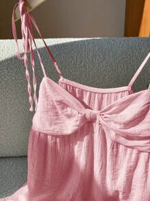 Comfortcana 女式夏季褶皱胸前波西米亚度假吊带背心 - 藕粉色 - 查看 6