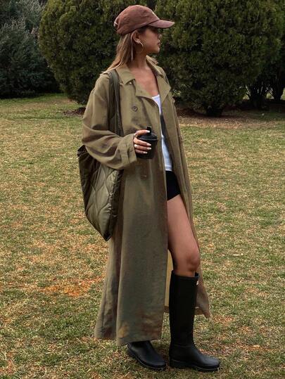 DAZY 休闲户外宽松收腰长袖女式风衣，秋季