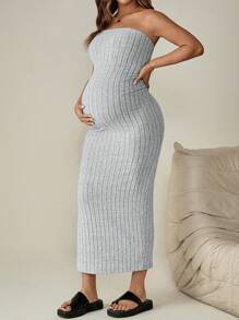 SHEIN Maternity Summer Casual Strapless Dress Summer Clothes Maternity Summer Dress - Multicolor - View 13