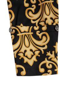 Manfinity AFTRDRK Men's Allover Print Double-Breasted Long Sleeve Suit Jacket And Pocket Long Pants Suit Set - Yellow - View 4