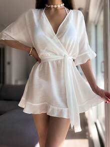 Swim Vcay Vestito Copri Costume Da Spiaggia Con Volant A Balze