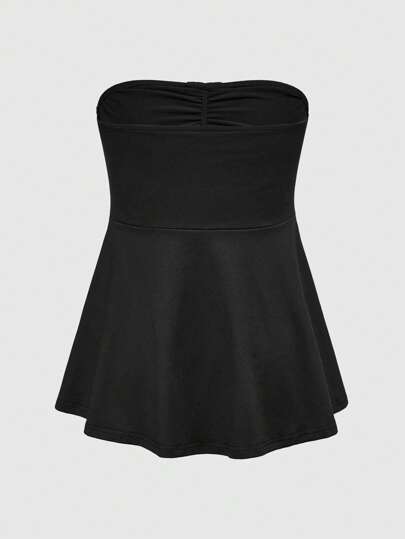Goth Top de tirantes acortado con pliegues, estilo Y2K, parte superior de verano versátil y entallada