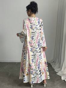 Yasmyna 女式印花拼布宽松休闲阿拉伯风格连衣裙，朴素 - 彩色 - 查看 2