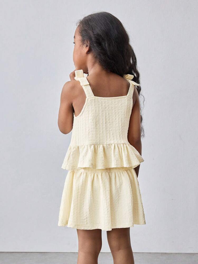 2pcs Young Girl Set: Loose Casual Camisole And Mini Skirt