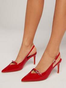 SHUZIA 女士时尚简约尖头细高跟鞋 - 酒紅色 - 查看 2