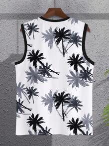 Manfinity RSRT Men's Summer Vacation Coconut Tree Print Round Neck Tank Top - Multicolor - View 3