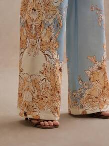 Anewsta Women's Casual Vacation Printed Loose Pants - Blue - View 4
