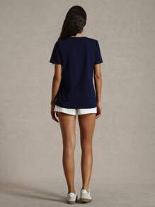 Briarwyn 女士修身休闲圆领短袖 T 恤，适合夏季 - 藏蓝色 - 查看 2