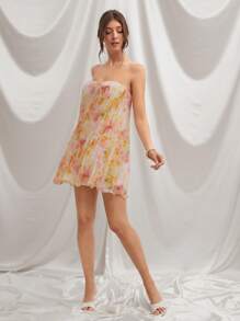 L'Amorae 女士花卉印花露肩迷你连衣裙 - 彩色 - 查看 2