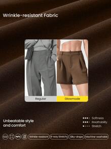 GLOWMODE Easy Win 抗皱弹性腰带前拉链工作短裤带侧袋日常休闲办公室工作休闲