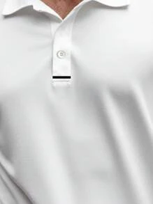 Manfinity Homme 2025 Spring-Summer New Men's Plus Size White Casual Short Sleeve Polo Shirt, Showcasing Relaxed Modern Style, Mature Casual, Suitable As A Gift For Boyfriend Or Husband