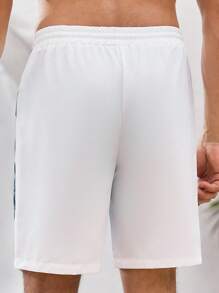 Manfinity VCAY Men's Casual Shark Print Fitted Woven Shorts, Suitable For Summer - White - View 2