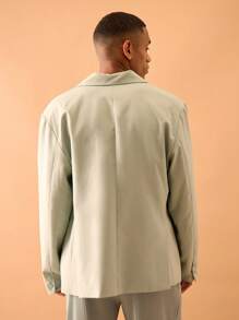 Musero Blazer oversized com lapelas alongadas e estilo urbano para férias no verão - Azul Menta - Ver 3