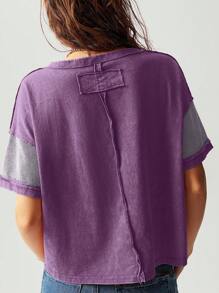 Bohemela Casual Solid Color Knitted Round Neck Dropped Shoulder Long Sleeve Loose Top For Women