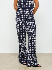 AiiRZ Crochet Knit Waistcoat And Flared Trousers Set