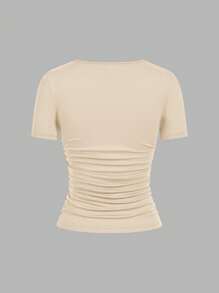 SHEIN EZwear 4件装95%纯棉休闲纯色圆领短袖T恤，适合春夏穿着、外出、海滩度假、居家穿着，时尚百搭。 - 彩色 - 查看 14