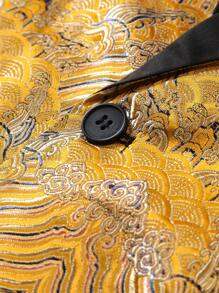 Manfinity Mode Men's Retro Jacquard Blazer Yellow Top Men Prom Suits For Men's Prom Suit