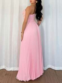 Rafferiza Women's Mature Charm Long Dress With Floral Patchwork And Pleated Hem, Summer