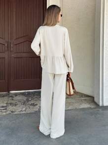 Cloudara WOMEN Comfy TWO PIECES OUTFIT WITH TIE KNOT DETAILED Woman S Summer Clothes Women Summer Clothing Two Piece Set Women Pants Women S Clothes - White - View 2