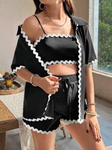 SHEIN Maternity Two Pieces Suits - Black - View 3