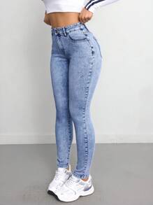 SHEIN Tall Women's Jeans Skinny Stretch Trousers Blue Tall Women's Jeans Joggers Women's Jeans Women Jeans Women's Jeans Women's Pants Blue Jeans Jeans Tall - Medium Wash - View 3