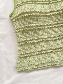 Soleia Set de 2 piezas para mujer con top de cuello asimétrico con volantes y shorts de unicolor - Verde - Ver 5