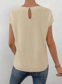 SHEIN Essnce Plus-Size Women Summer Blouse, Elegant Wear, Casual Business Casual Going Out Top - Apricot - View 2