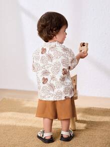 Cozy Pixies 2 Stück Baby Jungen Set: Kurzarmhemd mit Kragen und einfarbige Shorts mit Gummizug - Verschiedenfarbig - Übersicht 2