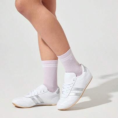 GLOWMODE 3 pares de calcetines de algodón vintage a rayas, suaves, con malla ventilada y logotipo jacquard para gimnasio, entrenamiento y uso diario